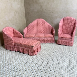 Dollhouse Furniture Living Room Sofa Couch, Vintage
