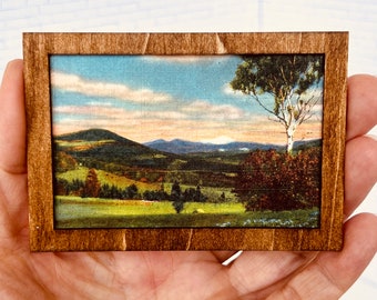 Dollhouse Art, Framed Art, Vintage Landscape Print, Mt. Washington