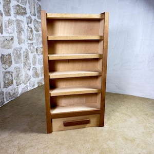 Dollhouse Wood Bookshelf, Vintage Miniature Furniture