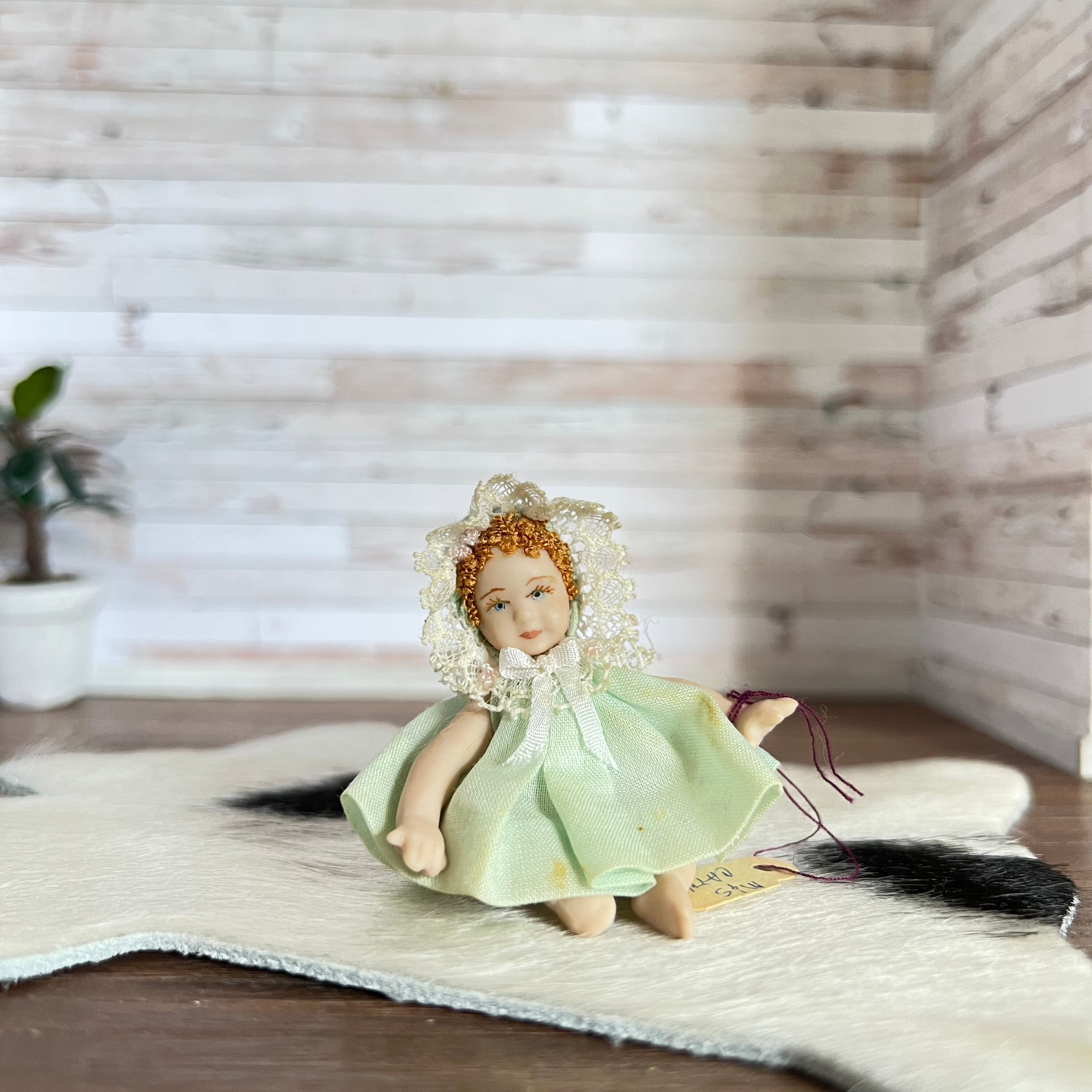 Dollhouse Miniature Artisan Handmade Little Girl's Raggedy Dolls Set 