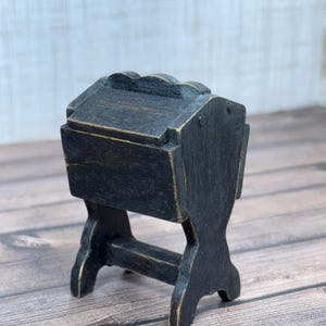 Dollhouse Miniature Sewing Box, Shabby Chic Black