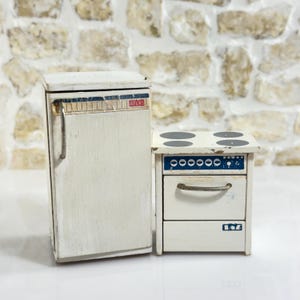 Lisa of Denmark, Lundby Kitchen Stove, Oven,Fridge, 1:16 Scale Vintage Dollhouse