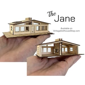 Mini Mid Century Modern Ranch Dollhouse Kit The Jane 1:144 scale