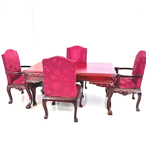 Dollhouse Dining Set, Vintage Table Chairs  Miniature Wood 1:12, Concord