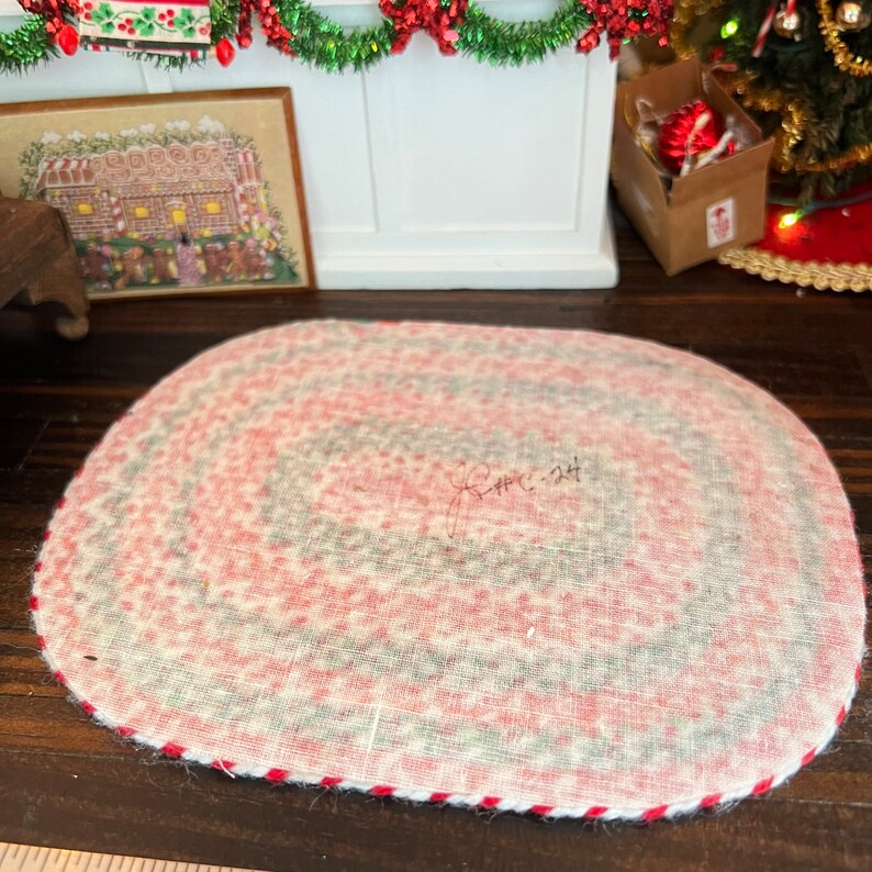 Dollhouse Christmas Braided Rug Jody Curdie C24 Artisan Etsy