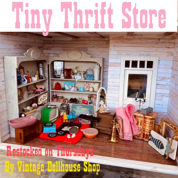Tiny Thrift Store Meubles et accessoires pour maison de poupée, miniatures vintage
