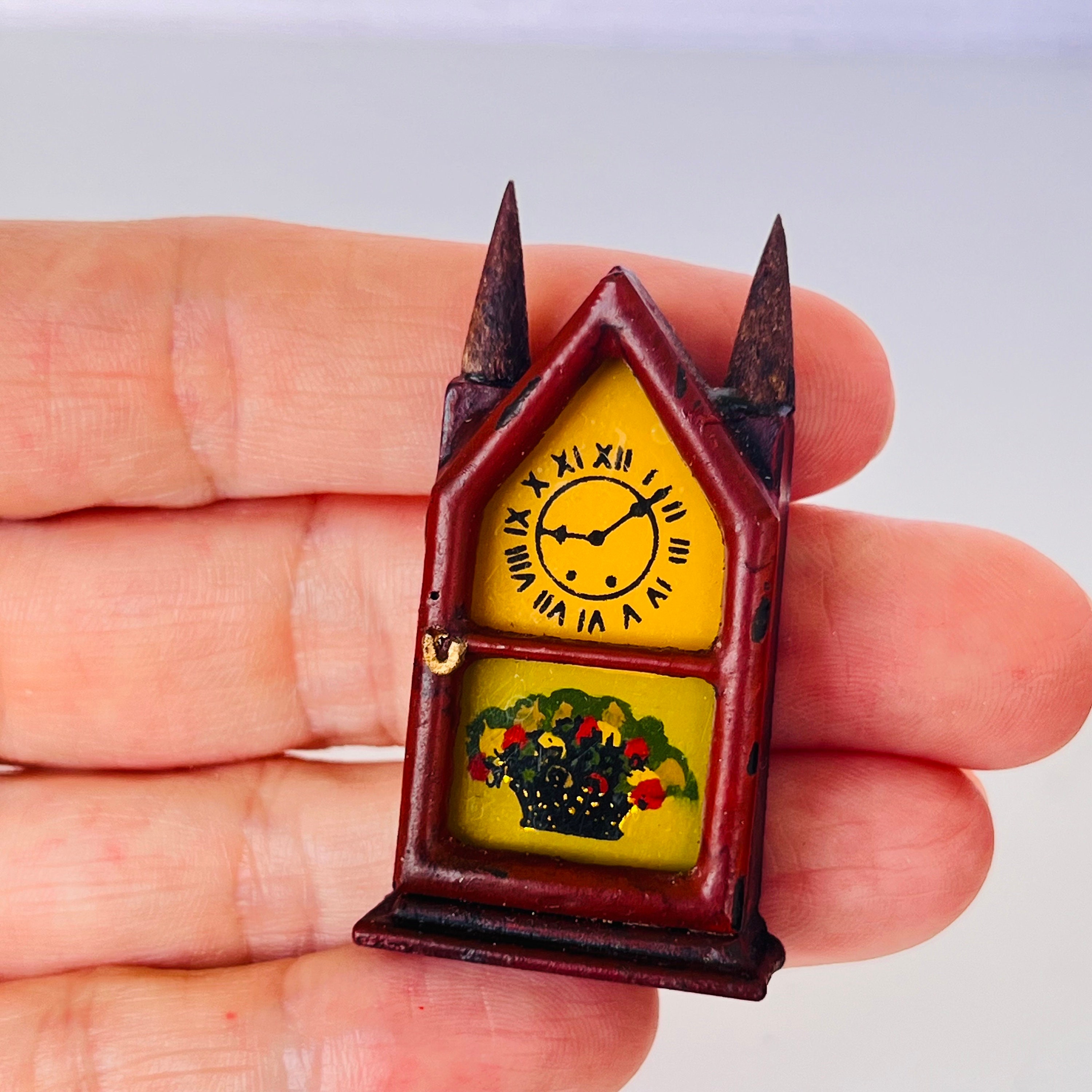Orologio In Miniatura In Legno Per Casa Delle Bambole - Scala 1:12, Alto 2cm
