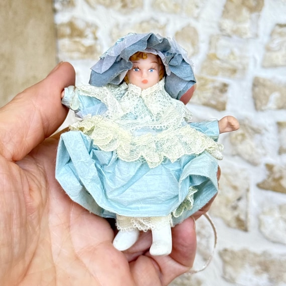 Miniature Vintage Dollhouse Victorian Girl Figure, Painted