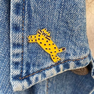 Cute Cheetah Pin | Gold Enamel Cat Pin | Yellow Feline | Sara Maese
