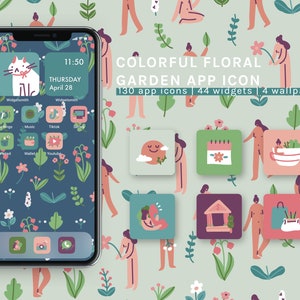 Floral Icon Set | Colorful Hand-Drawn iOS & Android Home Screen | Wallpapers and Widgets | Sara Maese