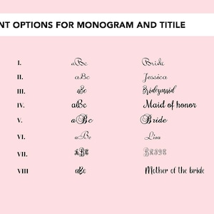 Monogram & Title Text Font Style Options