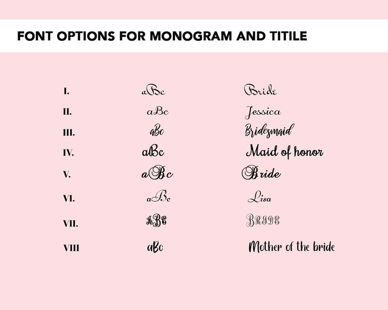 Monogram & Title Text Font Style Options