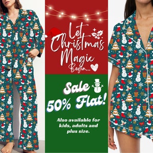 Plus Size Matching Christmas Pajamas | Flannel Christmas Pajamas | Christmas Gifts for Girlfriend | Men&#39;s Pajamas | Bridesmaid Flannel PJs