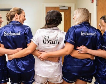 Bridesmaid Pajamas, Bridesmaid PJs, Bridesmaid Gifts, Satin Pajamas, Bridal PJS, Silk Pajamas, Honeymoon Pajamas, Bridesmaid Proposal