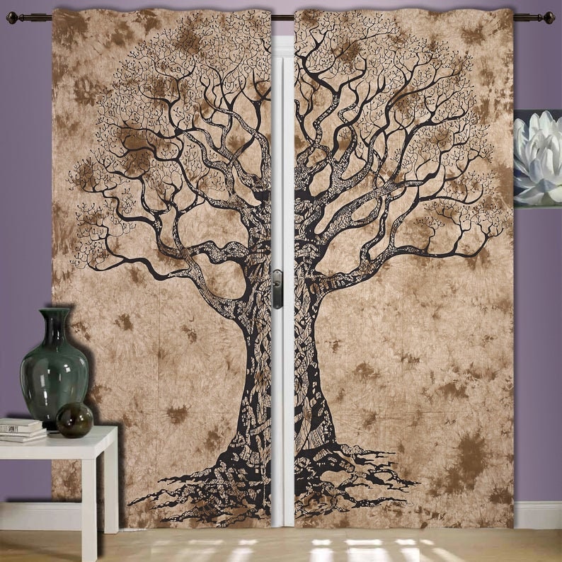 Indian Mandala Curtains Boho Chic 100/%Cotton Rajasthani CraftIn In Present ombreTree Window Curtains OmbreTreen Of Life Door Curtains