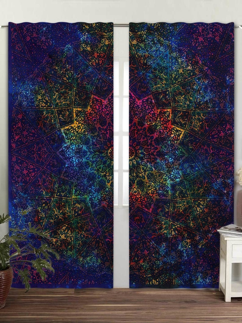 Indian Mandala Curtains Boho Chic 100/%Cotton Rajasthani CraftIn In Present ombreTree Window Curtains OmbreTreen Of Life Door Curtains