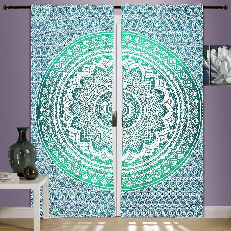 Indian Mandala Curtains Boho Chic 100/%Cotton Rajasthani CraftIn In Present ombreTree Window Curtains OmbreTreen Of Life Door Curtains