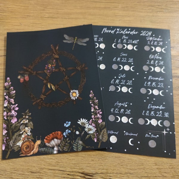 Mondkalender 2024 / Moon / Witch / Wicca / Paga/ Heidnischen/ Alternative/ Geschenk