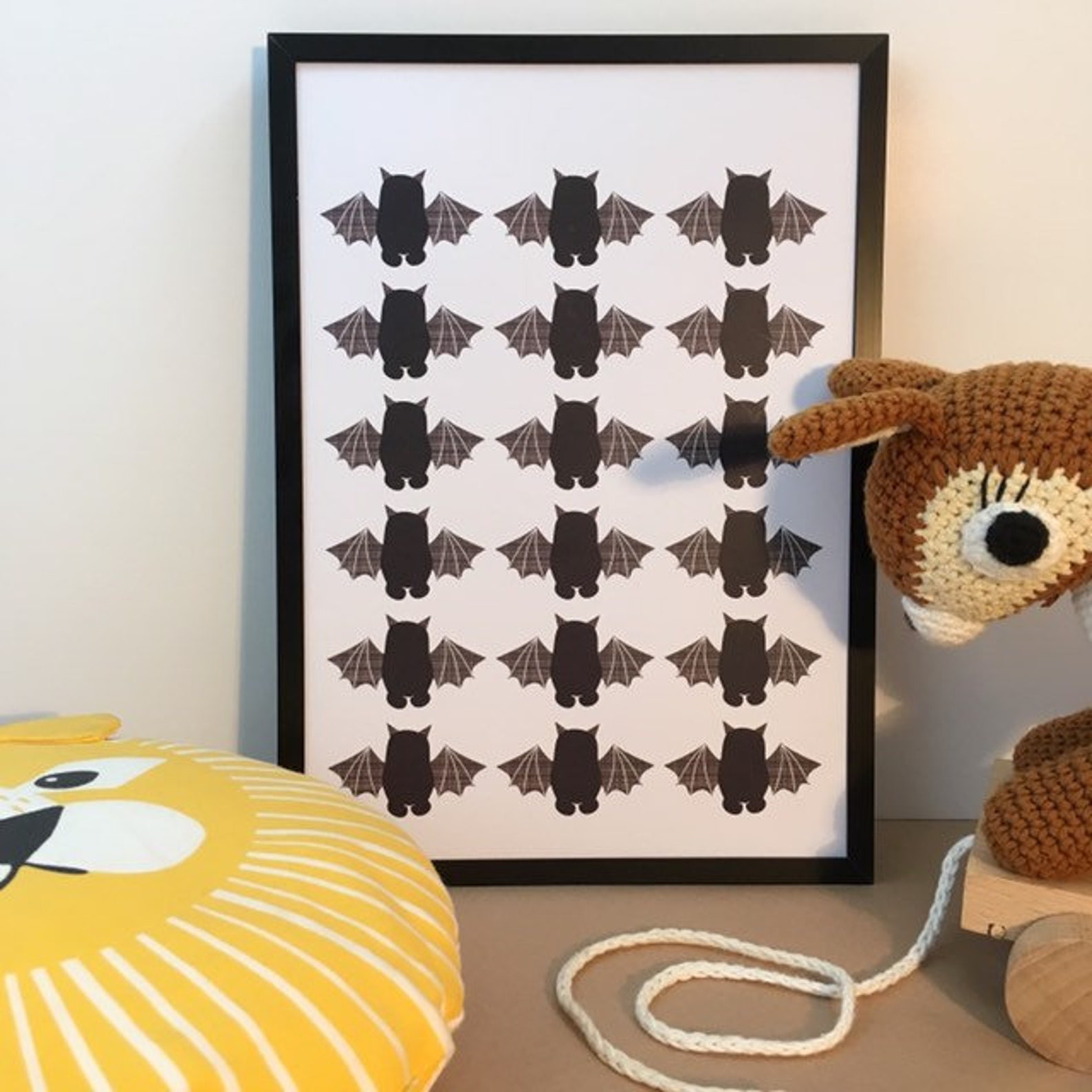 Mini Bats Print Nursery and Kids Bedroom Print // A4 Poster Etsy