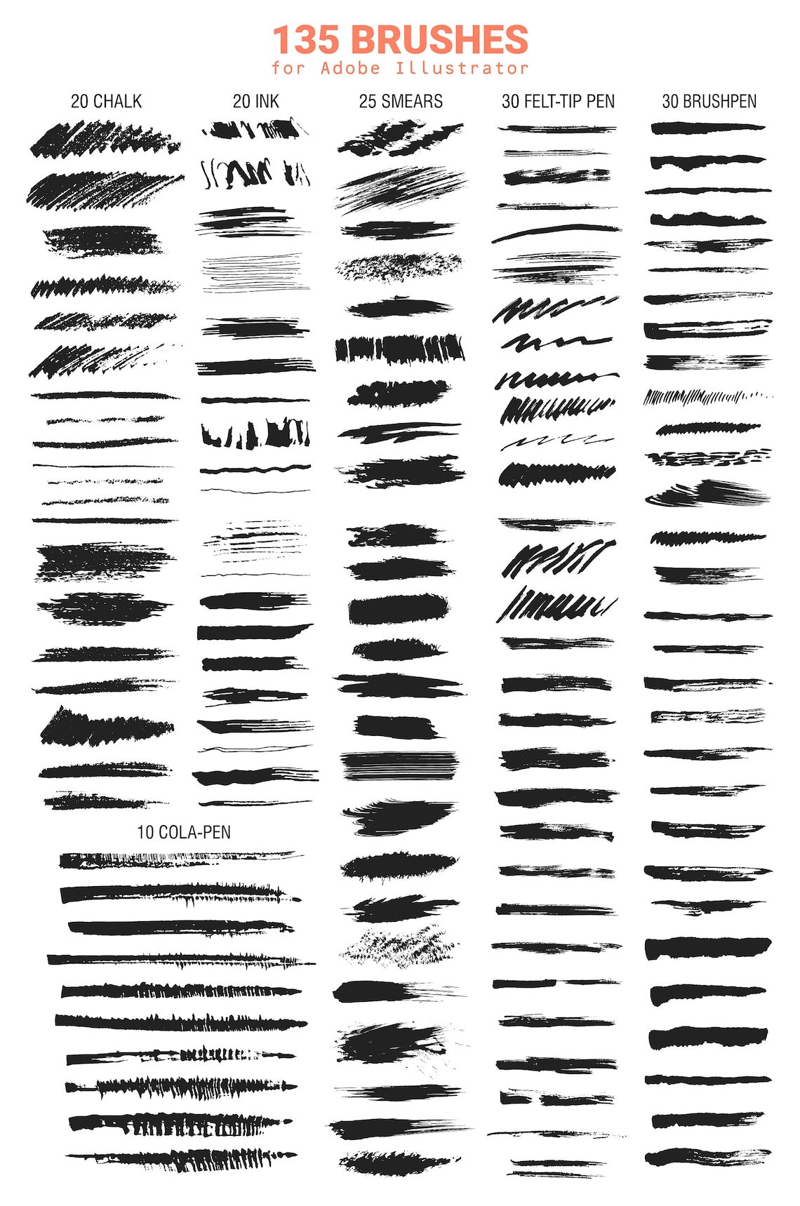 Vector Adobe Illustrator Brushes Artistic Brushes Ink Etsy