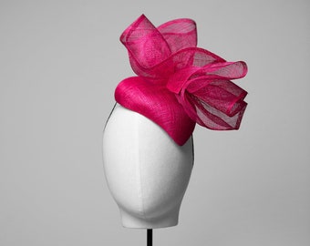 Tilly Bow Teardrop Percher Modern Hat Fascinator Races Wedding Pink Blue Black White Navy
