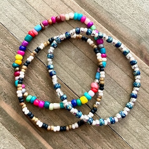 Custom Seed Bead Bracelet, Custom Bracelet, Multicolored Stretch Cord Bracelet, Gift For Her, Bohemian Beaded Bracelet