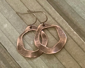 Copper Geometric Earrings, Boho Copper Jewelry, Earring Gift Shop, Copper Gift Earrings, Jewelry Gift For Her