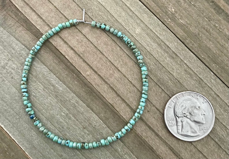 Large Turquoise Hoop Earrings, Beaded Hoop Earrings For Ladies, Picasso Bead Jewelry, Boho Hoops, Large Beachy Earrings image 3