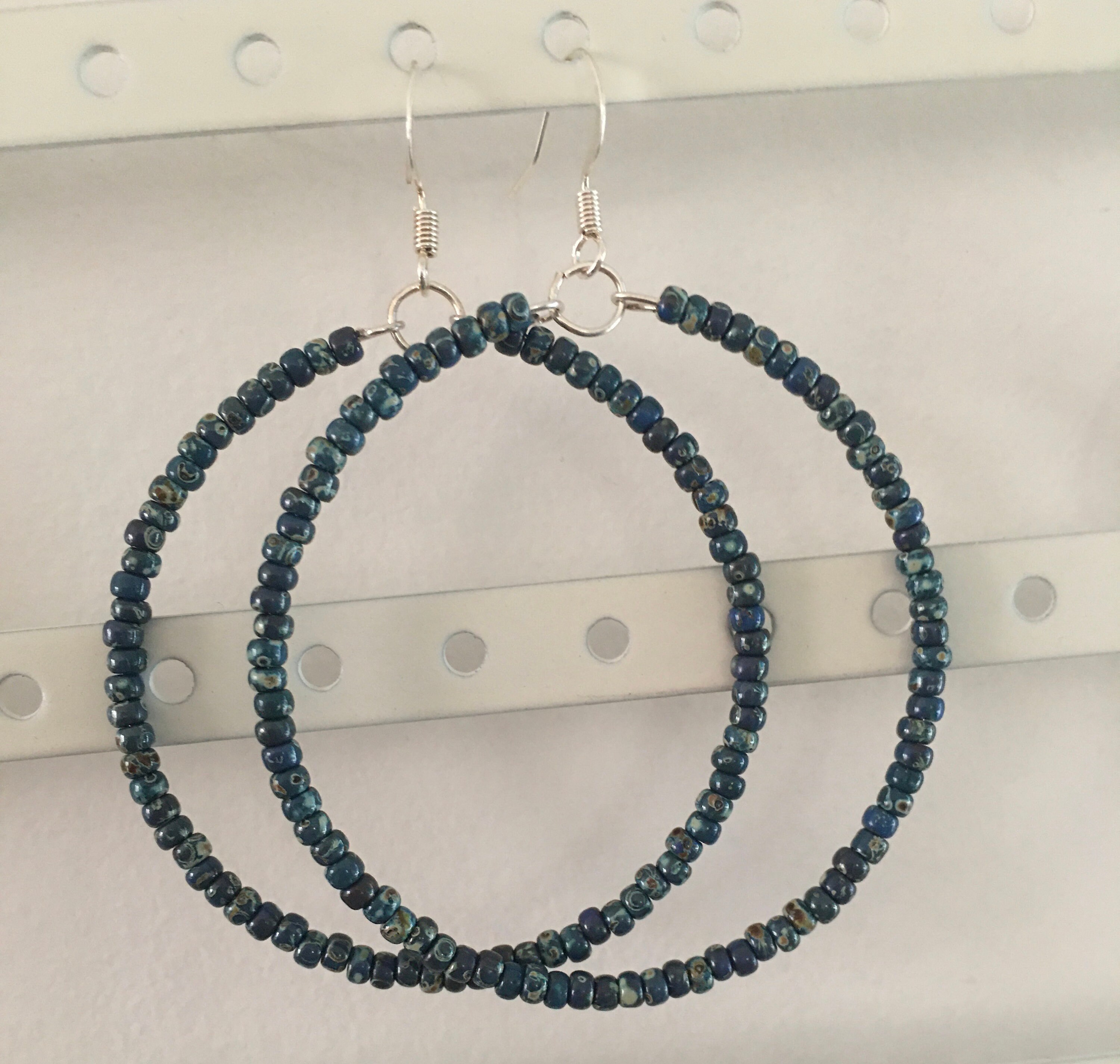 Large Hoop Earrings Sead Bead Earrings Boho Hoop Earrings Etsy
