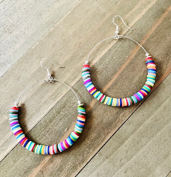 Large beaded hoop earrings deals