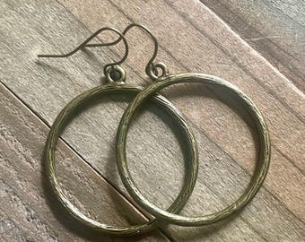 Bronze Hoop Earrings, Medium Size, Everyday Earrings, Unique Bronze Jewelry, Gift For Women