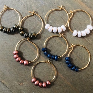Tiny Seed Bead Hoop Earrings, Tiny Beaded Hoop Earrings, Bohemian Hoop Earrings,Gold Hoop Earrings, Minimal Earrings