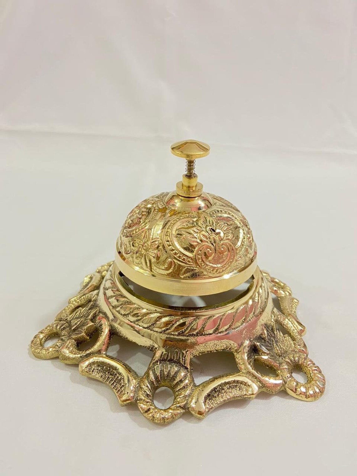 Solid Brass Ornate Hotel Front Desk Bell Vintage Service Etsy