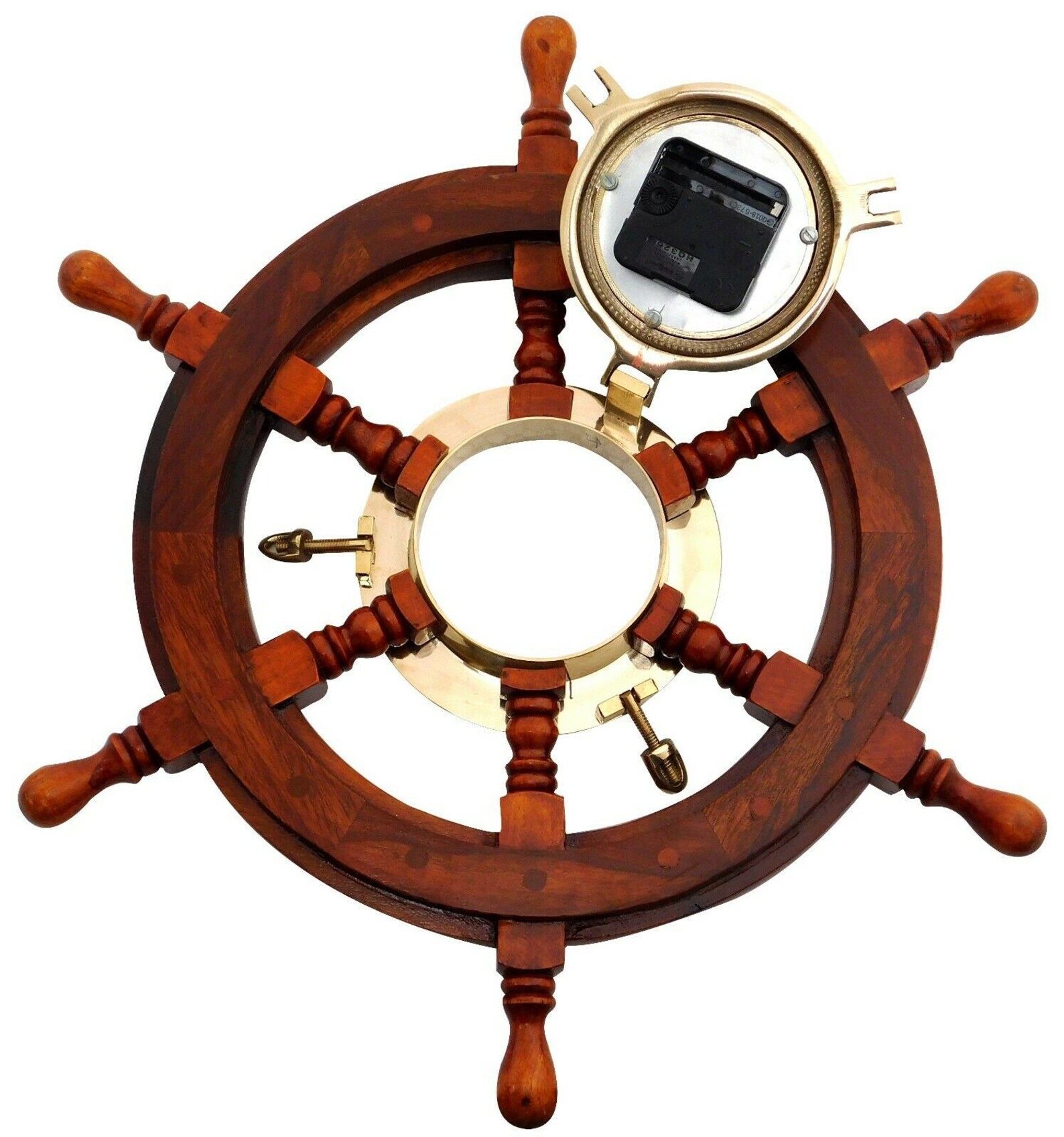 18 Wooden Ship's Steering Wheel With Brass Porthole Etsy