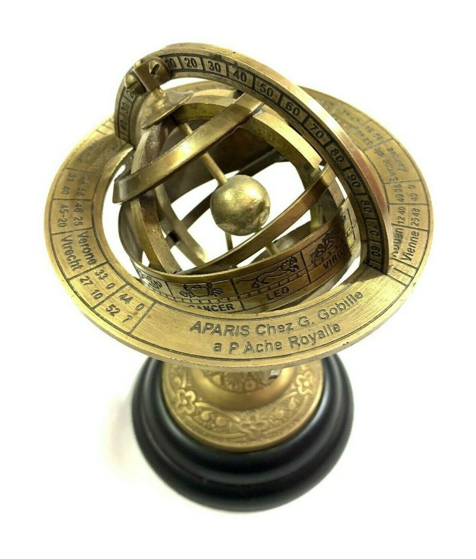 Antique Brass Engraved Armillary Sphere Globe Nautical Etsy