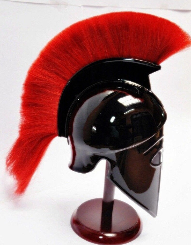 Greek Corinthian Helmet with Red Plume Armor Roman Spartan Etsy