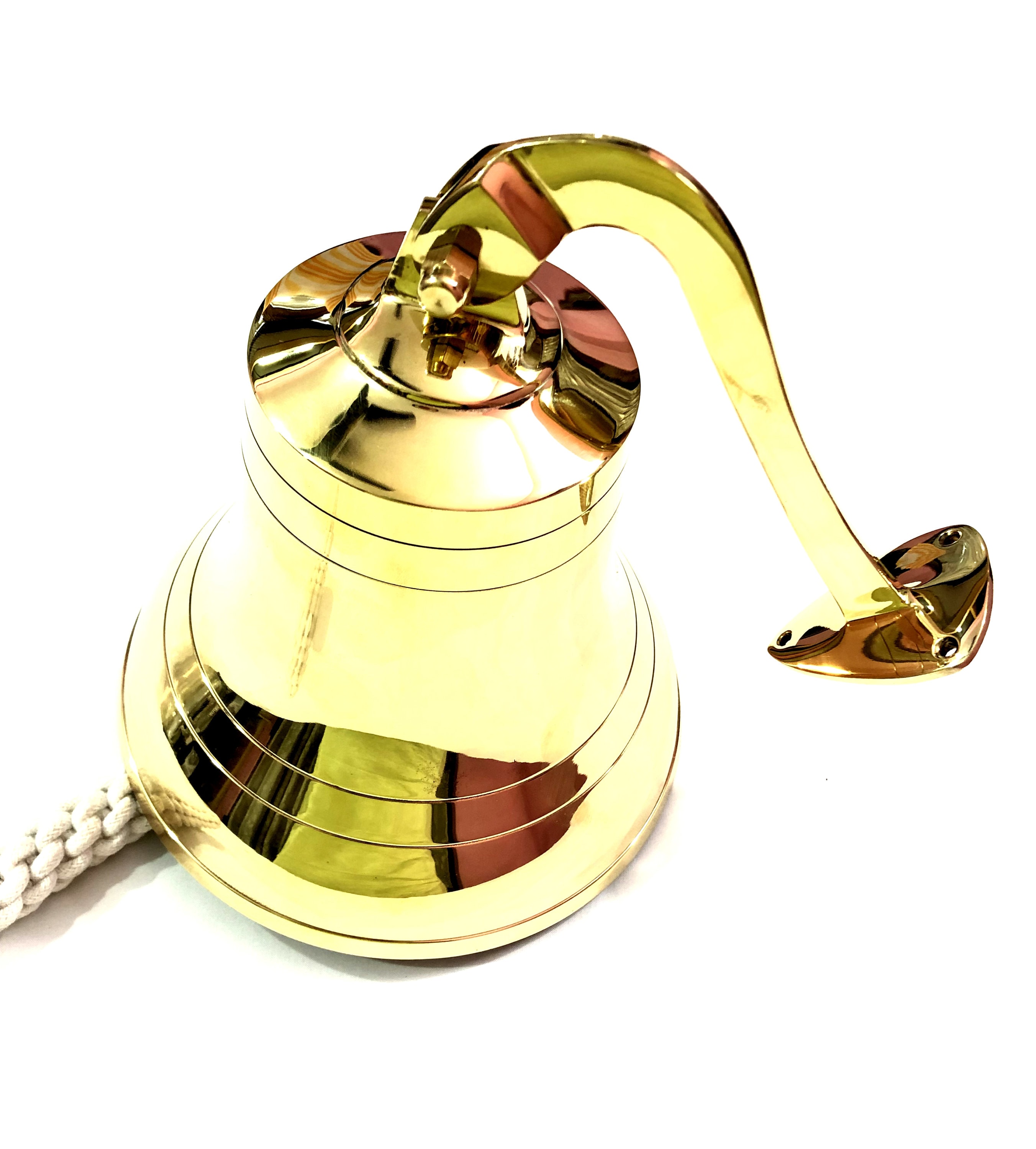 6 Nautical Shinny Brass Ship Bell Wall Mounted Bracket Etsy UK