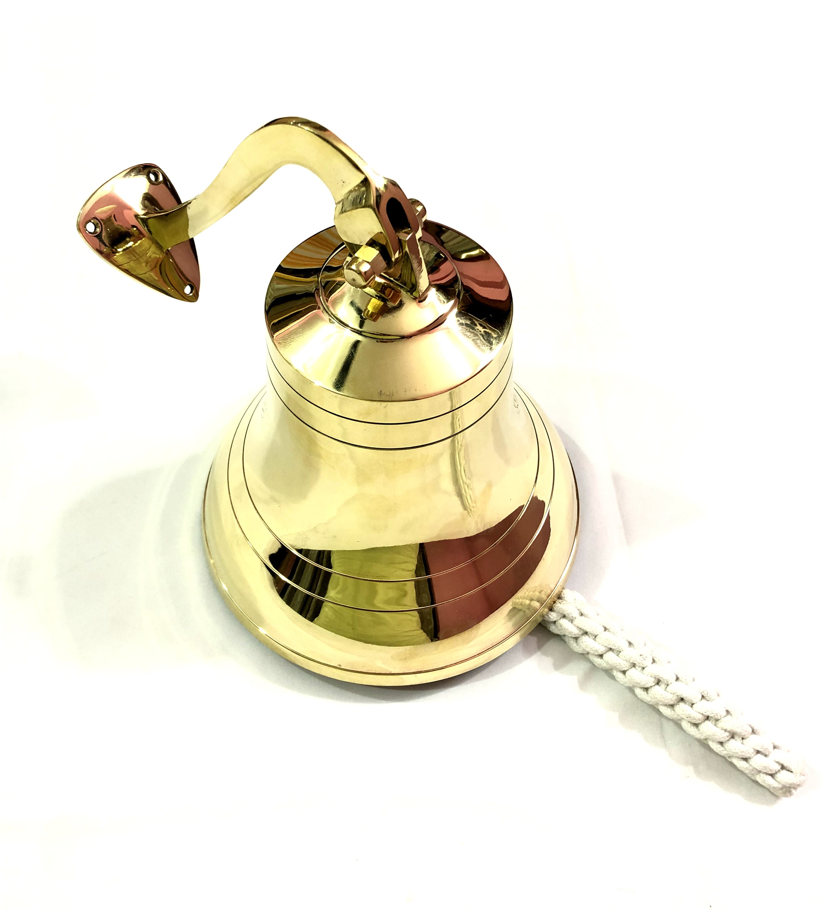 6 Nautical Shinny Brass Ship Bell Wall Mounted Bracket Etsy