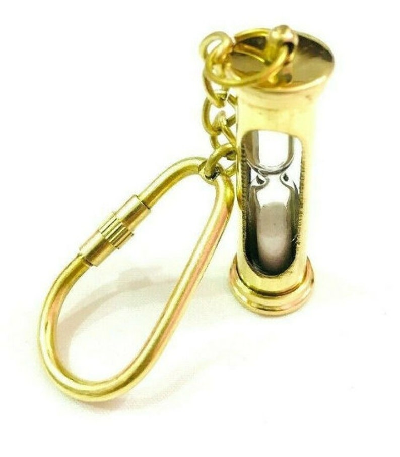 Lot of 100 Brass Sand Timer Key Chains Mini Hourglass Key Rings