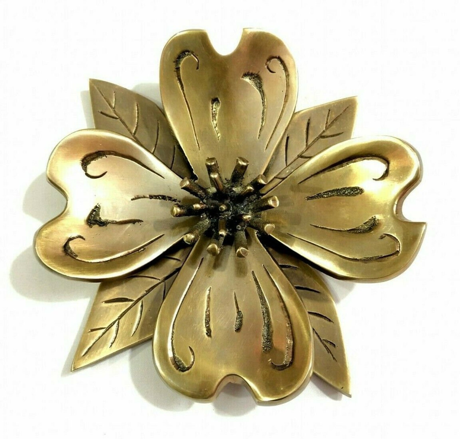 Vintage Brass Flower Door Knocker Antique Nautical Home Etsy