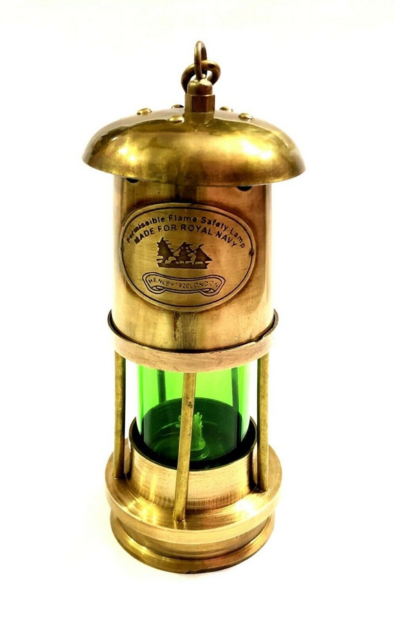 Vintage Brass Minors Oil Lamp~Antique Maritime Ship Lantern Nautical Boat Light 