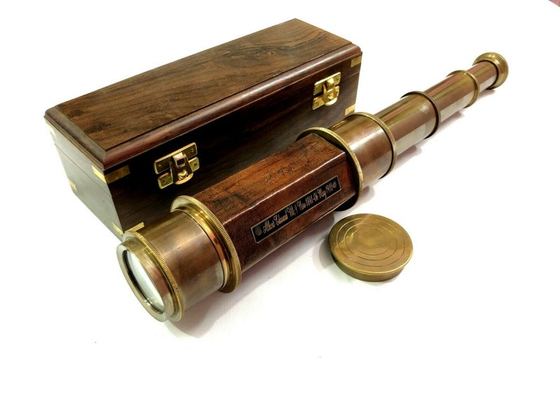 Maritime Telescopes Antiques 24" Antique Maritime Brass Leather