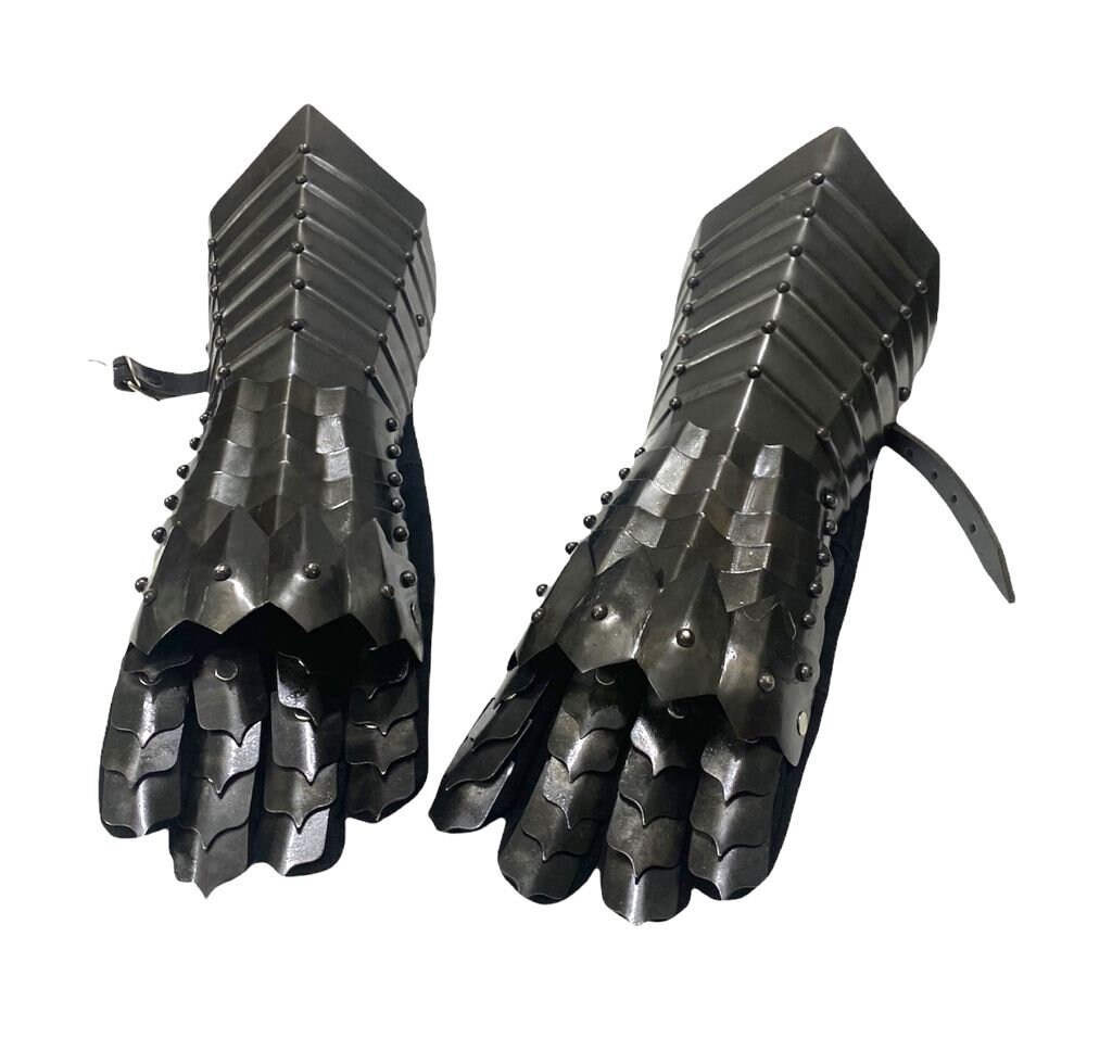 Black Antique Nazgul Gauntlets Steel Medieval Armor Gloves ~ Crusader LARP Gauntlets