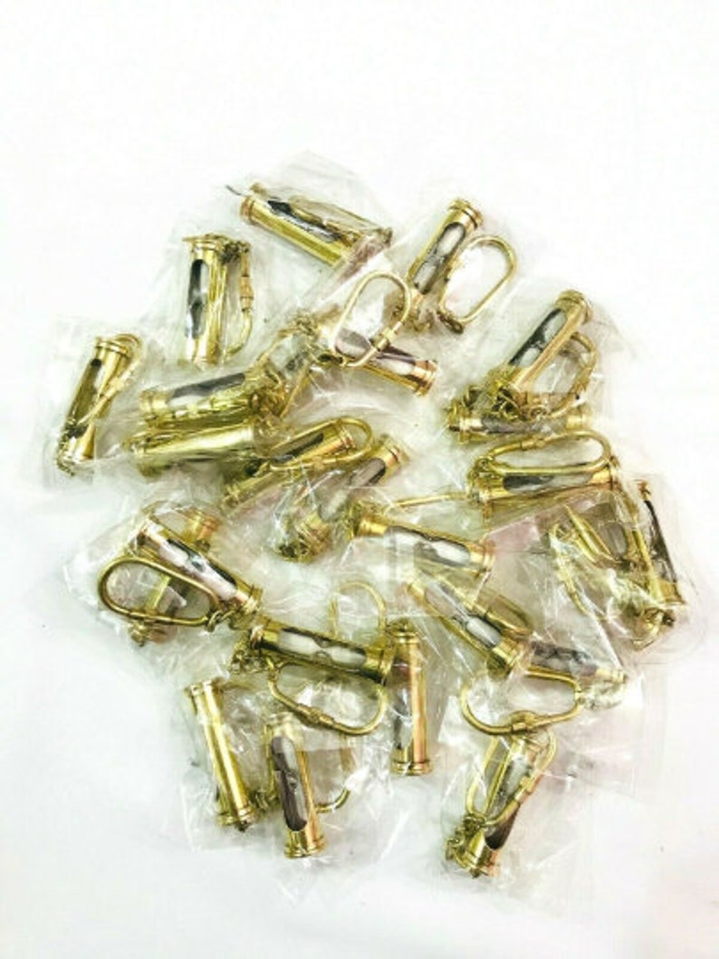 Lot of 100 Brass Sand Timer Key Chains Mini Hourglass Key Rings