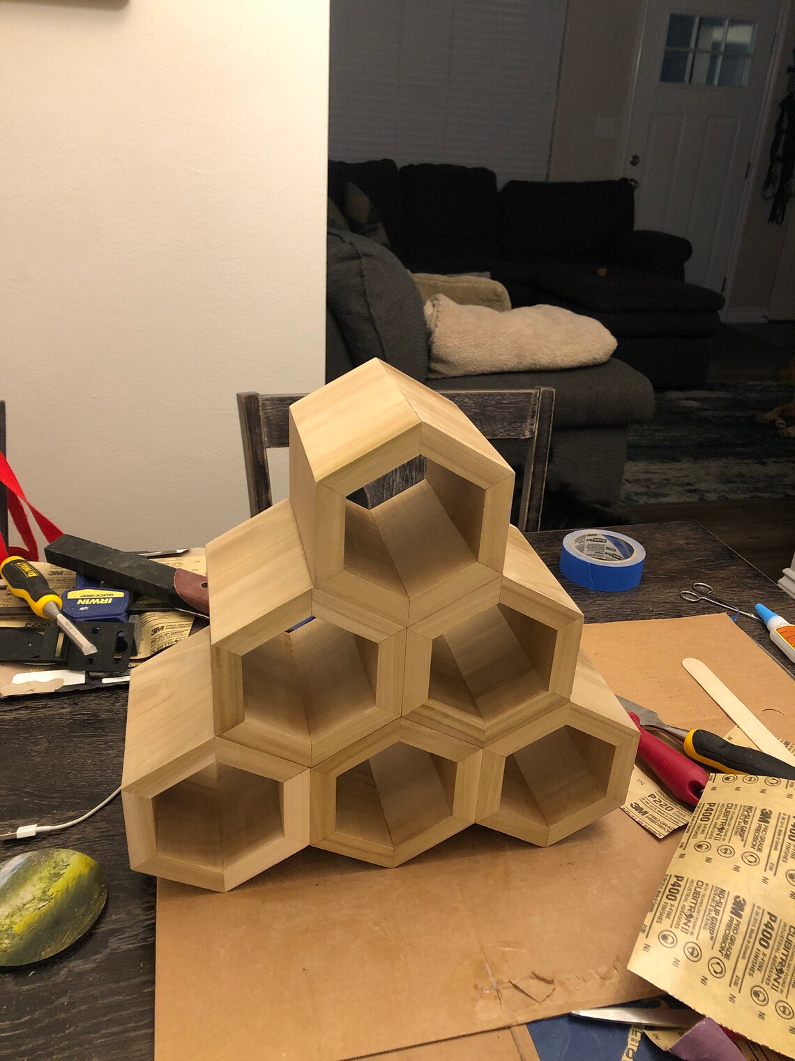Wooden Hexagon Wine Rack Etsy