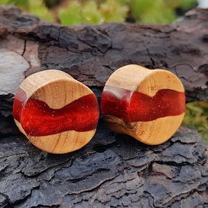 Pair of wood resin plugs,  plugs and tunnels, ear gauges, wood gauges, wooden gauges, resin plugs, 00 gauge earrings, 0g plugs, 00 gauges,