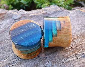 Ein Paar Holz-Harz-Messgeräte, Plugs und Plugs, 00 Plugs, Resin Plugs, Holz Plugs, Ohrschmuck, 00 Ohrschmuck, Custom Plugs
