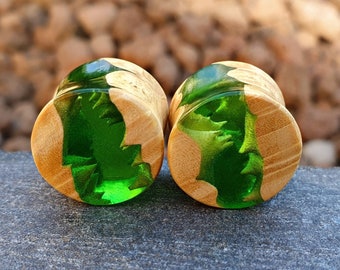 Pair of unique natural plugs, gauges 00, plugs and tunnels, 00 gauges, resin plugs, wood gauges, ear gauges, 00 gauge earrings, custom plugs