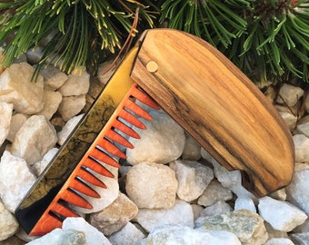Wood resin beard comb, wood comb, hair accessories, boyfriend gift, viking comb, wooden beard comb, wooden hair comb, beard care, beard comb