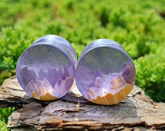 Pair of unique natural plugs, gauges 00, plugs and tunnels, 00 gauges, resin plugs, wood gauges, ear gauges, 00 gauge earrings, custom plugs